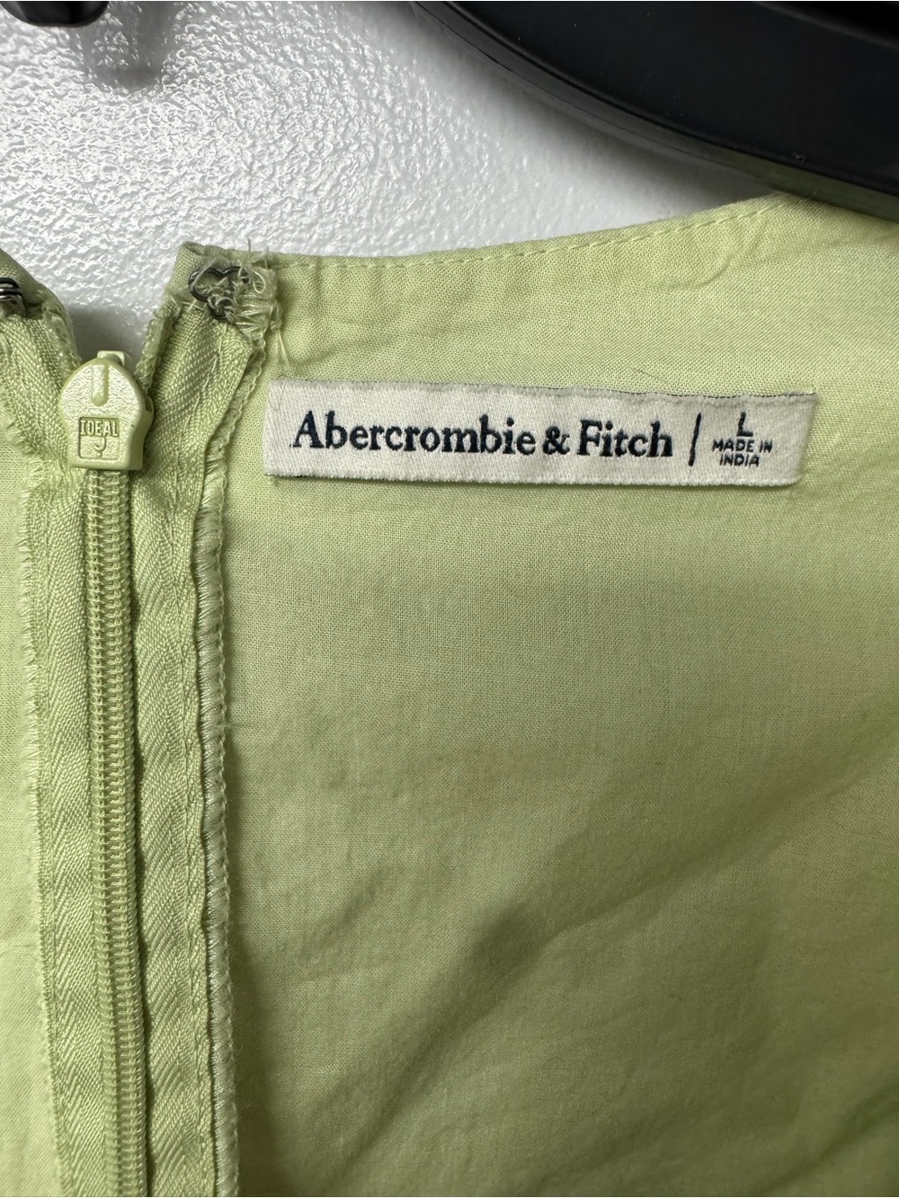 Abercrombie Fitch Puff Sleeve Mini Dress Large Green Babydoll Cottagecore B4 - Picture 9 of 13